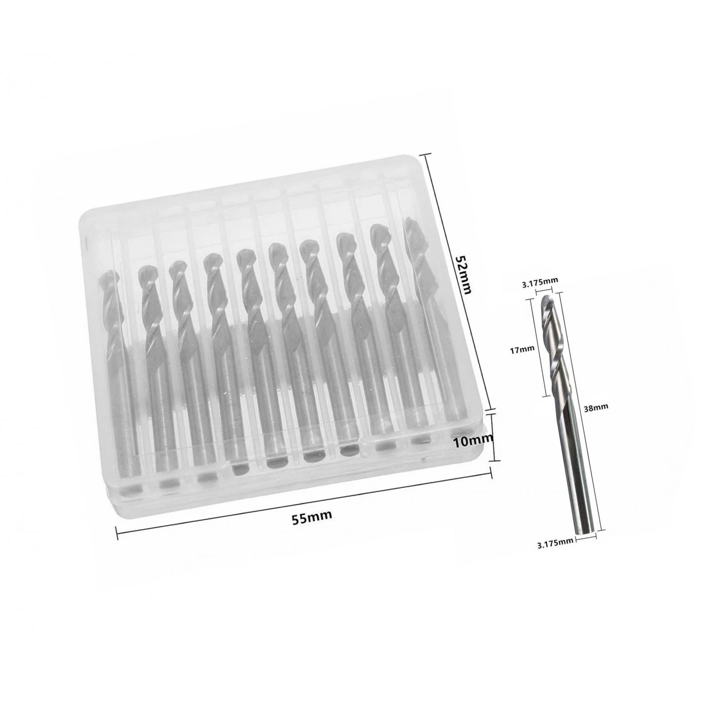 Micro Milling Cutters Set Ball Nose In Box (3.175 Mm) 1 Micro Milling Cutters Set Ball Nose In Box (3.175 Mm)