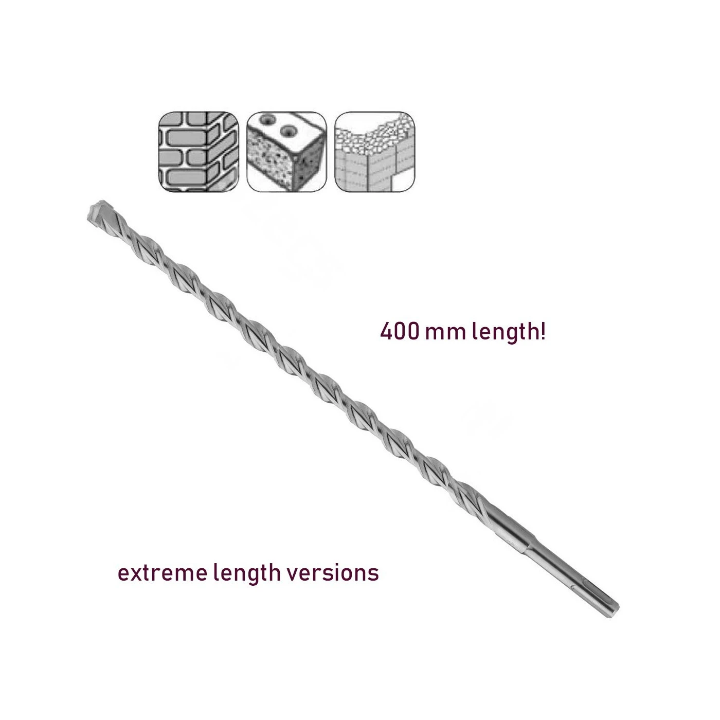 SDS-plus Concrete Drill 16x400 Mm, Extra Long 2 SDS-plus Concrete Drill 16x400 Mm, Extra Long - Image 2
