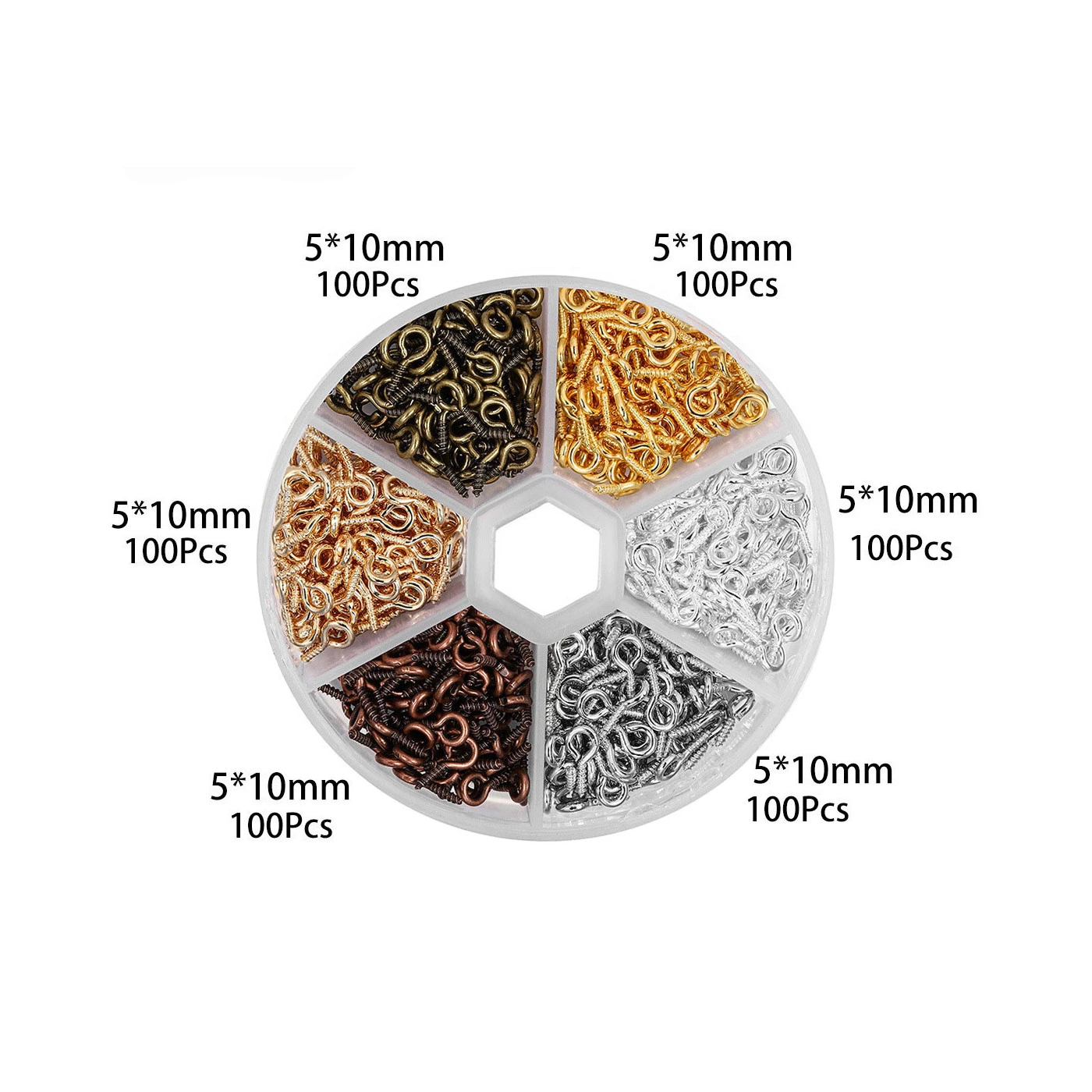 Set Mini Screw Eyes (600 Pieces, 5x10 Mm, Different Colors, In Box) 2 Set Mini Screw Eyes (600 Pieces, 5x10 Mm, Different Colors, In Box) - Image 2