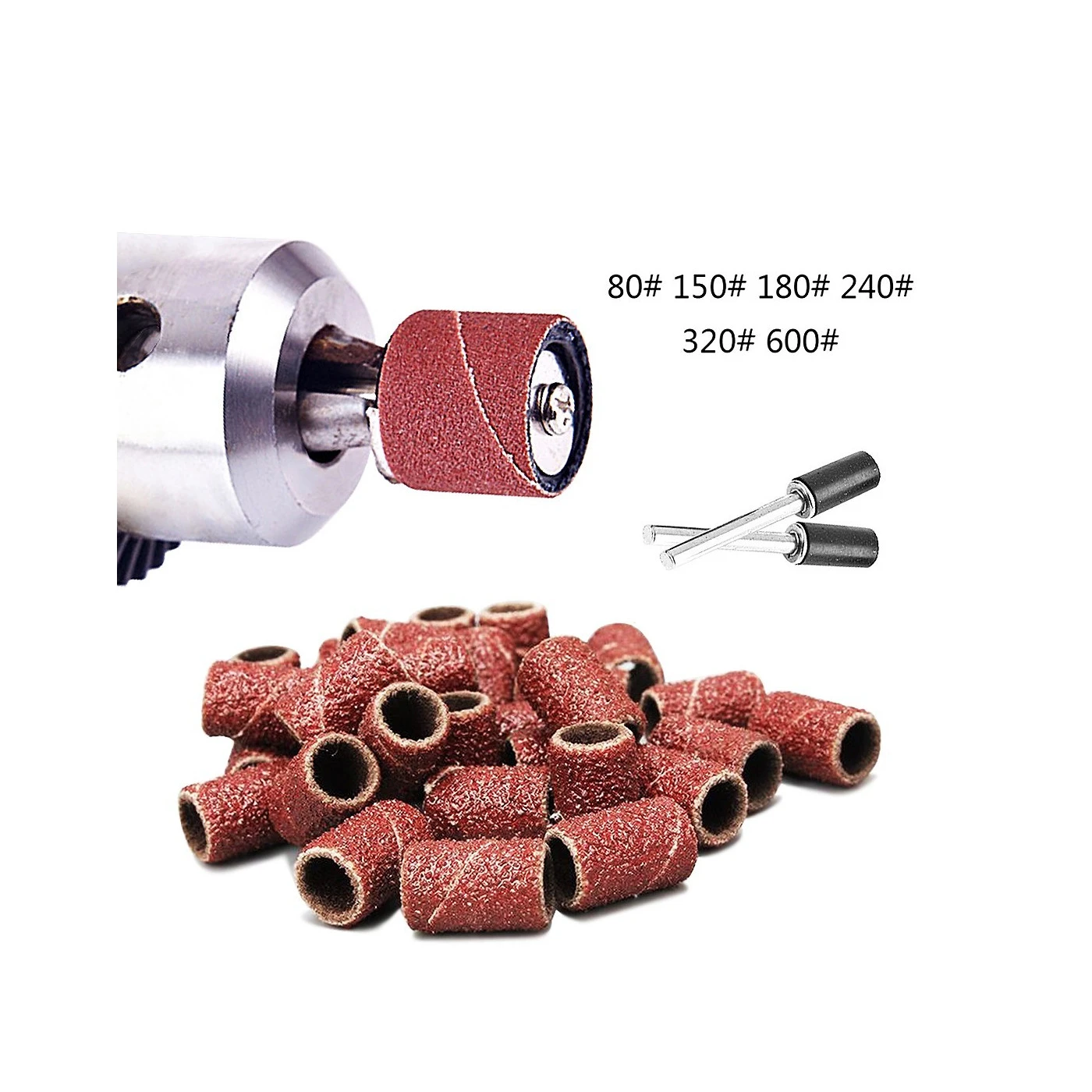 Set Of 100 Sanding Belts, 80 Grit, With 2 Mandrels 2 Set Of 100 Sanding Belts, 80 Grit, With 2 Mandrels - Image 2