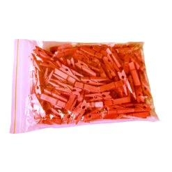 Set Of 100 Small Clothes Pins From Wood (35 Mm, Orange)