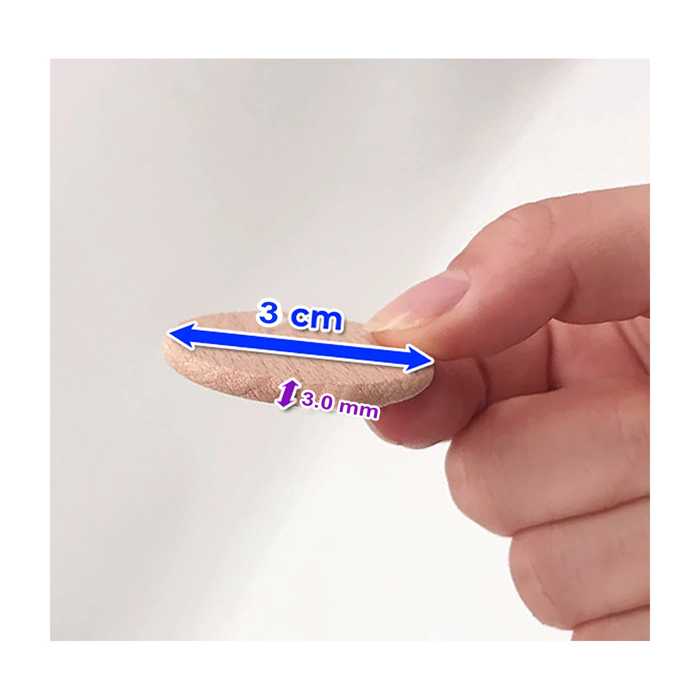 Set Of 100 Wooden Discs (dia: 3 Cm, Thickness: 3.0 Mm, Beech) 2 Set Of 100 Wooden Discs (dia: 3 Cm, Thickness: 3.0 Mm, Beech) - Image 2