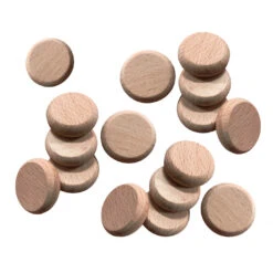 Set Of 100 Wooden Discs (rounded Edges, Dia: 2.5 Cm, Thickness: 8 Mm, Beech)