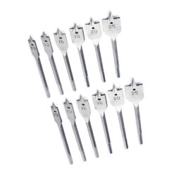 Set Of 12 Flatbit Wood Drills (spade Bits, 10, 12, 16, 18, 20 And 25 Mm)