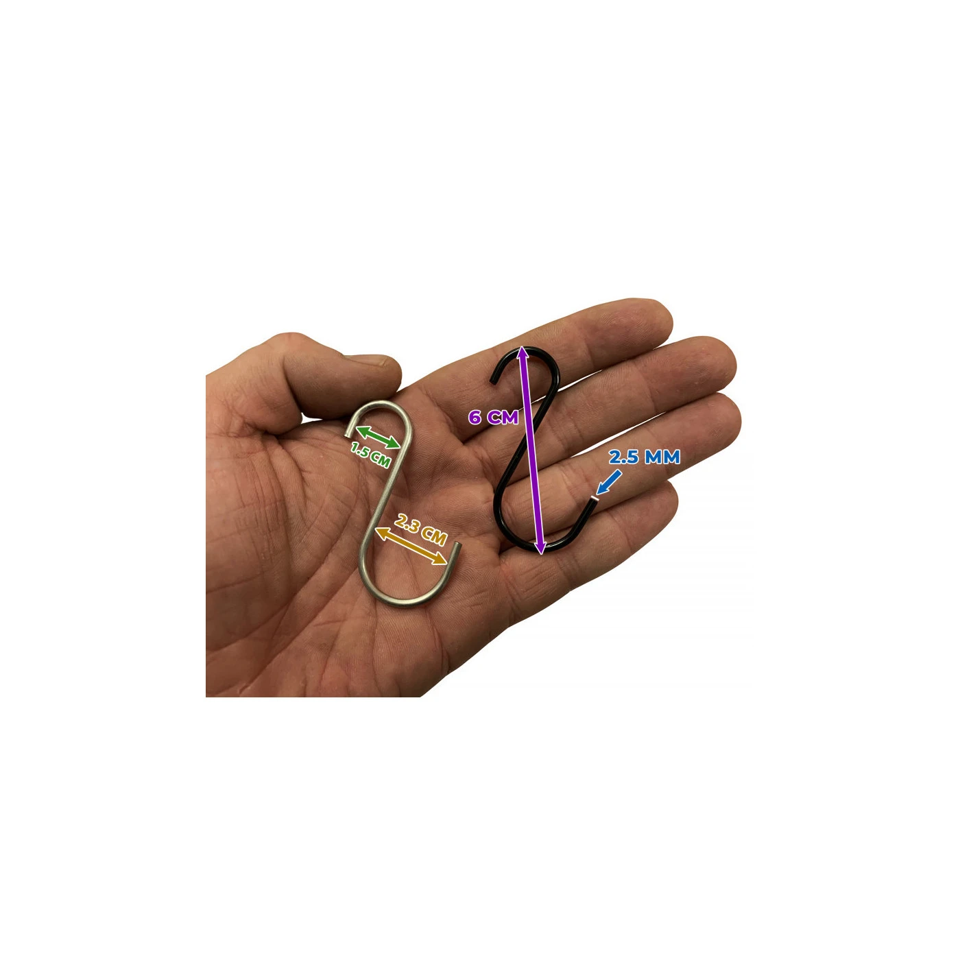 Set Of 16 Small Stainless Steel Hooks (6 Cm, Silver) 2 Set Of 16 Small Stainless Steel Hooks (6 Cm, Silver) - Image 2