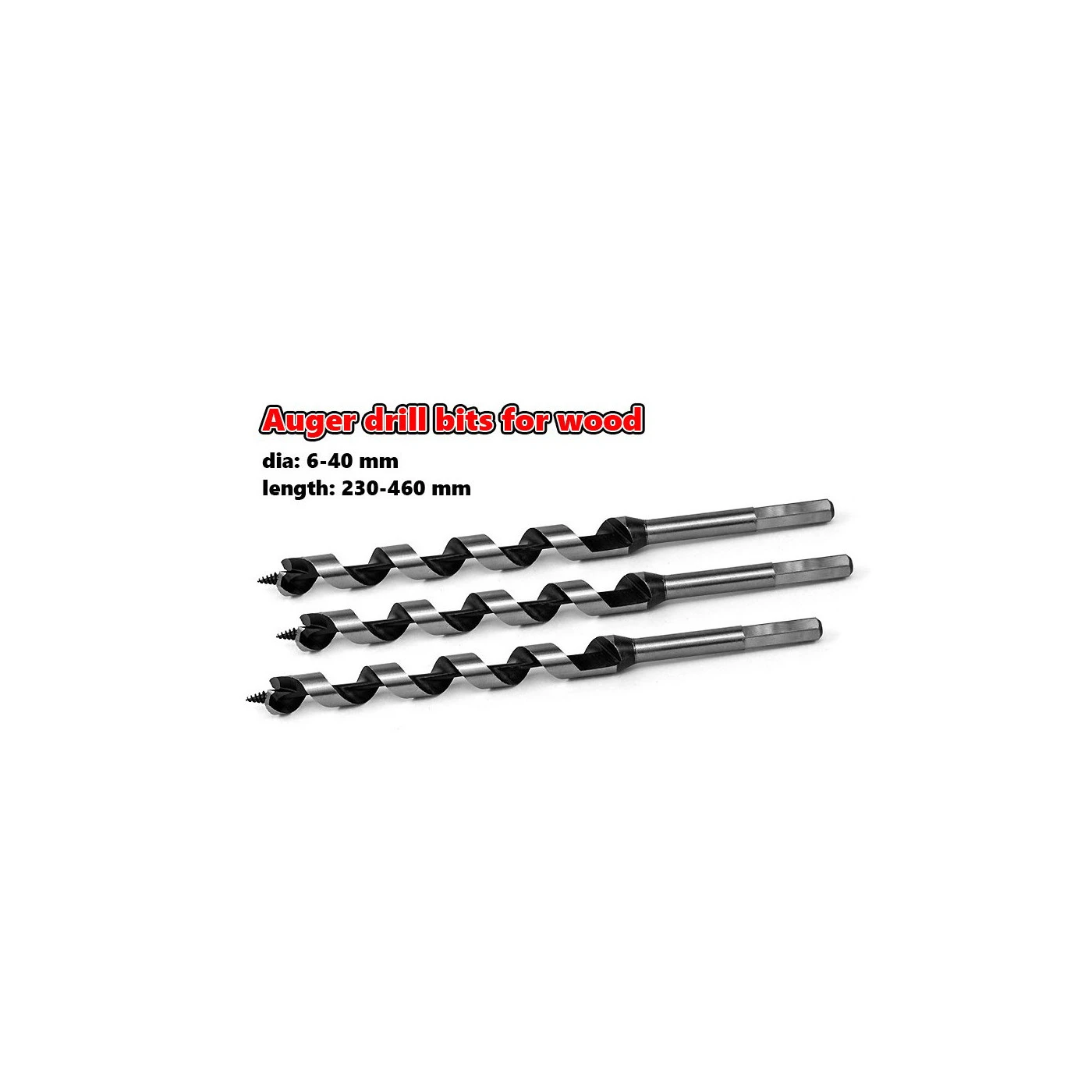 Set Of 3 Auger Drill Bits For Wood, 25x230 Mm 2 Set Of 3 Auger Drill Bits For Wood, 25x230 Mm - Image 2