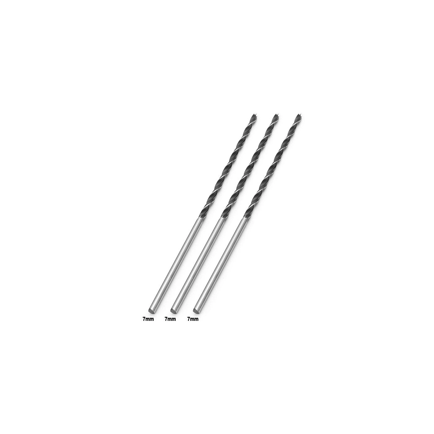 Set Of 3 Extra Long Wood Drill Bits (7x300 Mm) 1 Set Of 3 Extra Long Wood Drill Bits (7x300 Mm)