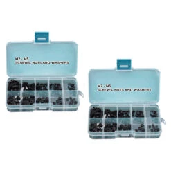Set Of 300 Nylon Bolts, Nuts And Washers (black) In Box