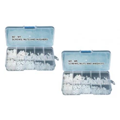 Set Of 300 Nylon Bolts, Nuts And Washers (white) In Box