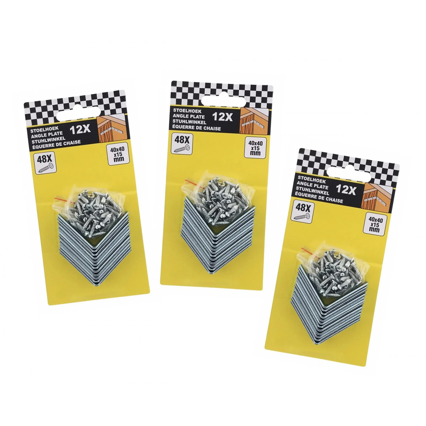 Set Of 36 Metal Connection Plates With Screws (40x40x15 Mm, Angle Pieces) 1 Set Of 36 Metal Connection Plates With Screws (40x40x15 Mm, Angle Pieces)