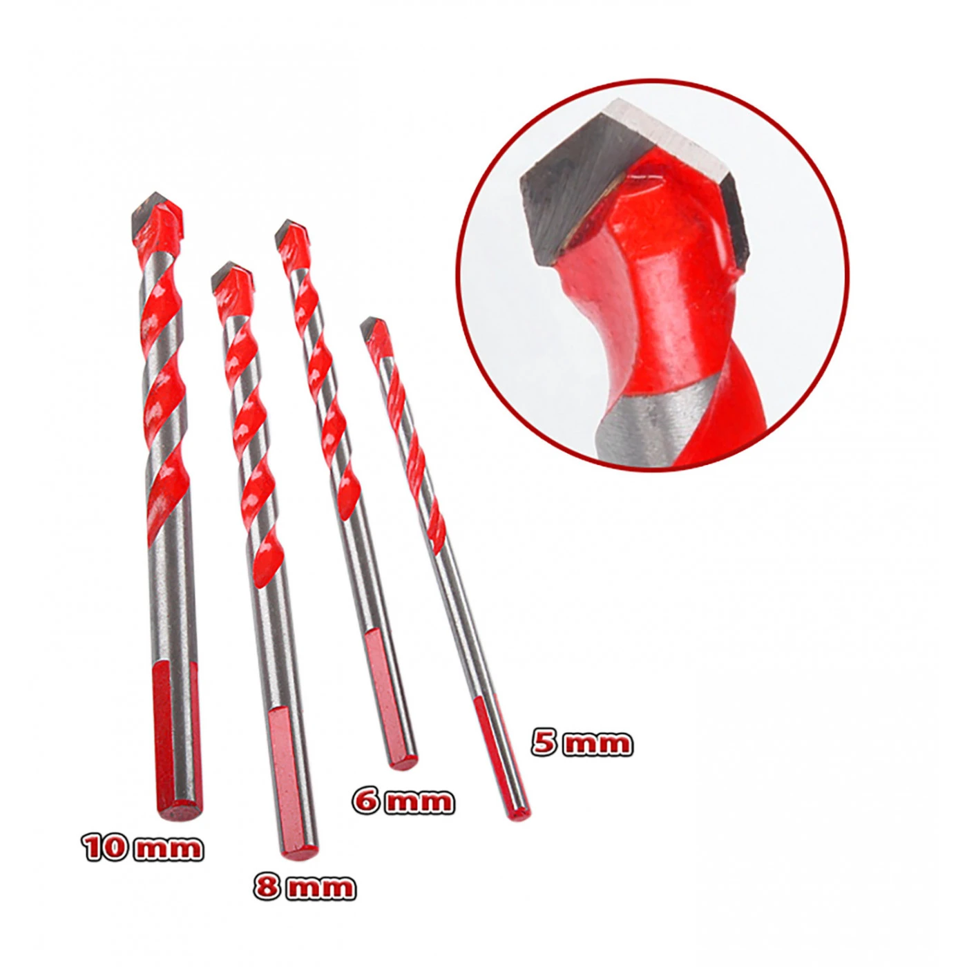 Set Of 4 Glass, Tile, Mirror And Metal Drill Bits (5, 6, 8, 10 Mm) 1 Set Of 4 Glass, Tile, Mirror And Metal Drill Bits (5, 6, 8, 10 Mm)