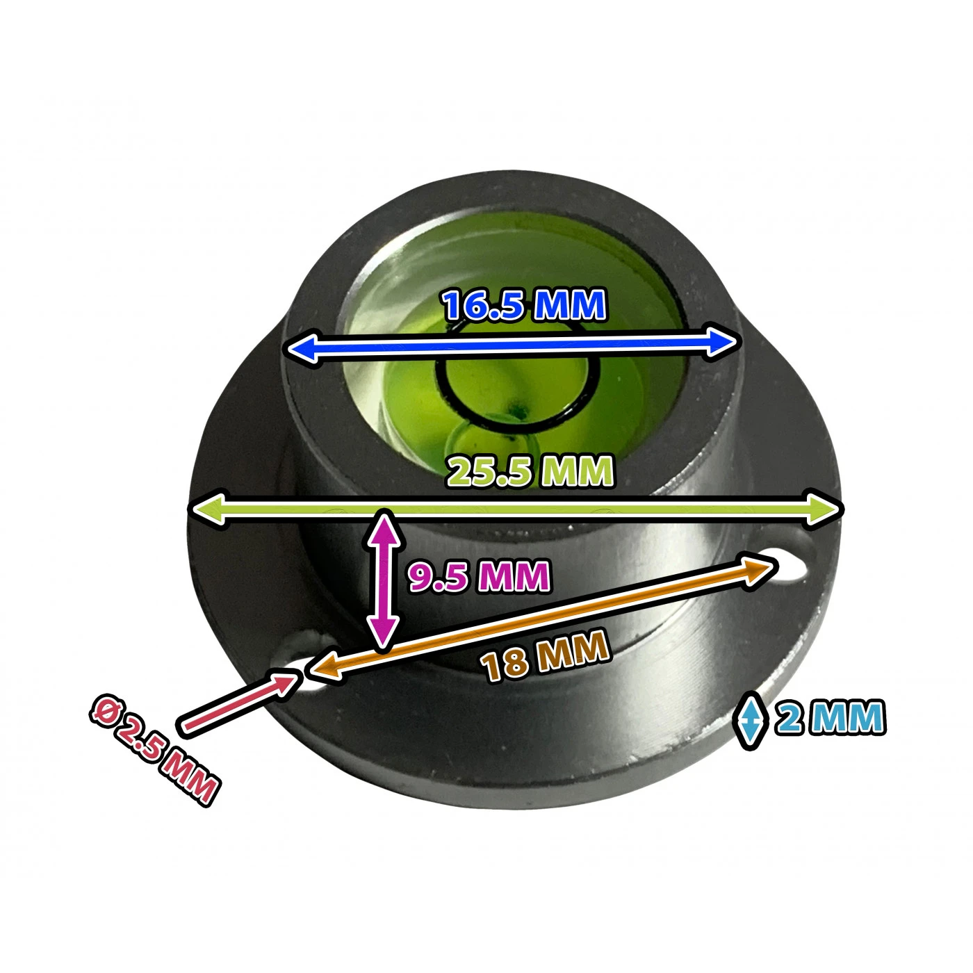 Set Of 5 Round Bubble Levels With Aluminum Case (25.5x16.5x11.5 Mm, Silver) 2 Set Of 5 Round Bubble Levels With Aluminum Case (25.5x16.5x11.5 Mm, Silver) - Image 2