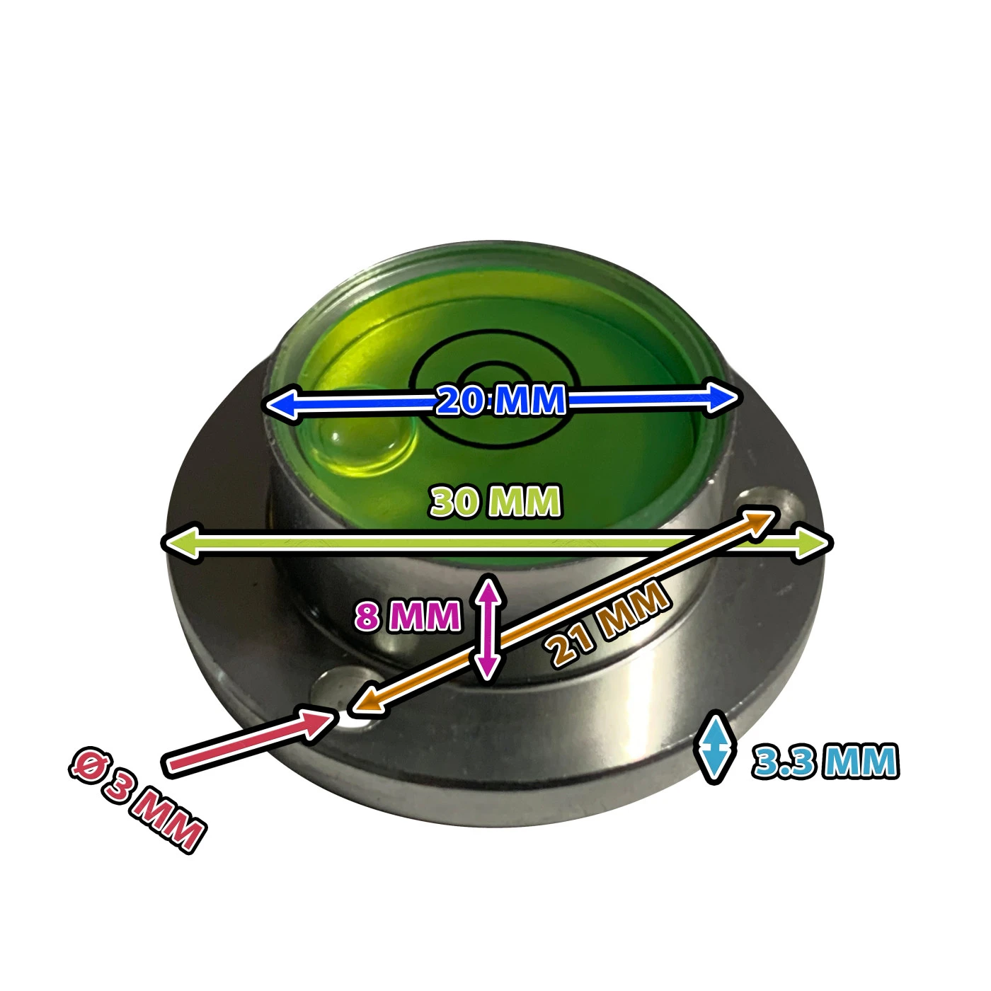 Set Of 5 Round Bubble Levels With Aluminum Case (30x20x11 Mm, Silver) 2 Set Of 5 Round Bubble Levels With Aluminum Case (30x20x11 Mm, Silver) - Image 2