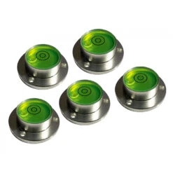 Set Of 5 Round Bubble Levels With Aluminum Case (30x20x11 Mm, Silver)