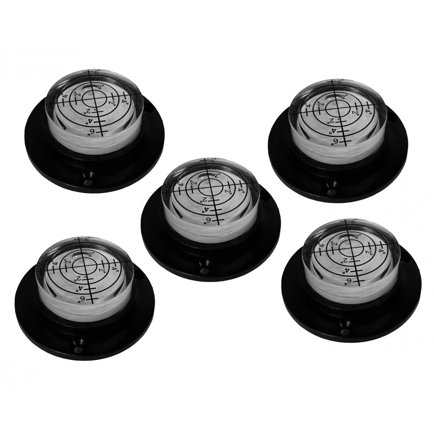 Set Of 5 Round Levels With Screw Holes (black) 1 Set Of 5 Round Levels With Screw Holes (black)