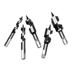 Set Of 5 Short Auger Drill Bits (10, 13, 19, 22 And 25 Mm, 10 Cm Length)