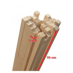 Set Of 50 Wooden Sticks (square, 8x8 Mm, 70 Cm Length, Birch Wood) -Wood Tools And Deco set of 50 wooden sticks square 8x8 mm 70 cm length birch wood 2