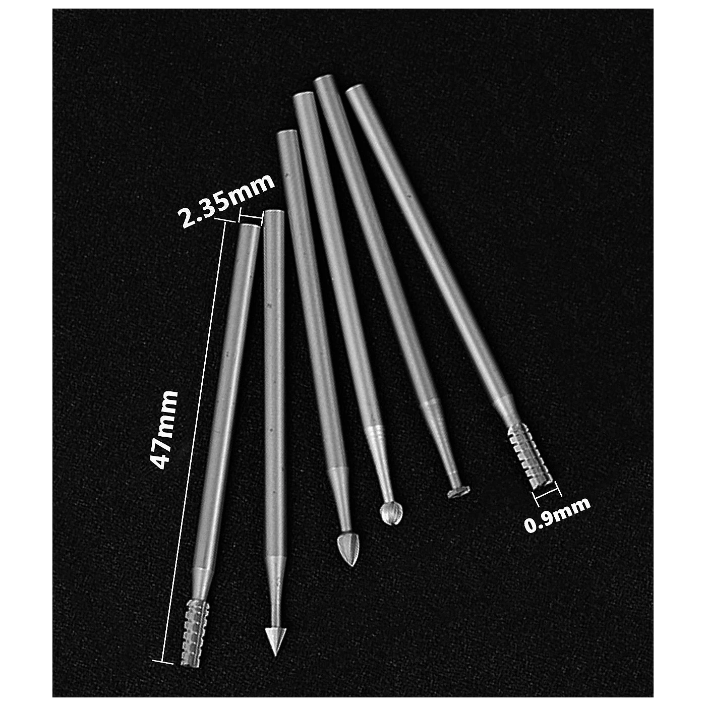 Set Of 6 HSS Mini Milling Cutters, 0.9x40 Mm, 2.35 Shaft 3 Set Of 6 HSS Mini Milling Cutters, 0.9x40 Mm, 2.35 Shaft - Image 3
