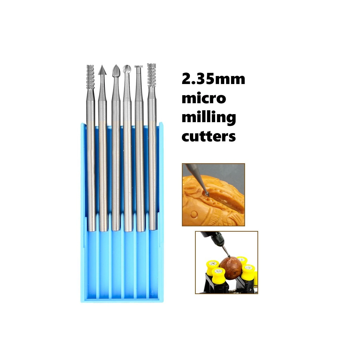 Set Of 6 HSS Mini Milling Cutters, 1.4x40 Mm, 2.35 Shaft 2 Set Of 6 HSS Mini Milling Cutters, 1.4x40 Mm, 2.35 Shaft - Image 2