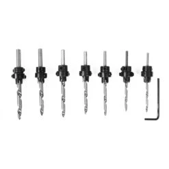 Set Of 7 HSS Countersink Drill Bits For Wood