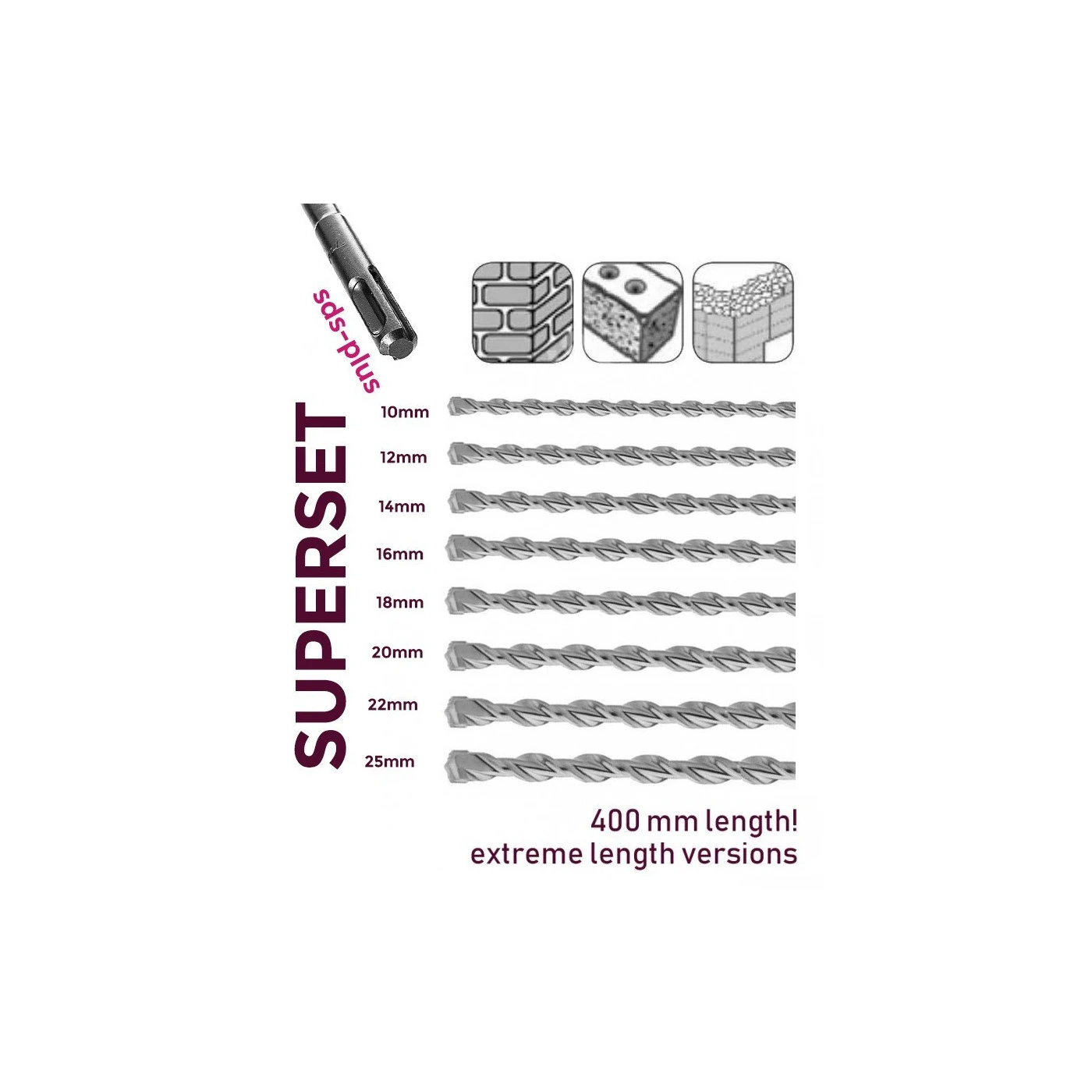 Set Of Extra Long SDS-plus Concrete Drills (8 Pieces) 2 Set Of Extra Long SDS-plus Concrete Drills (8 Pieces) - Image 2