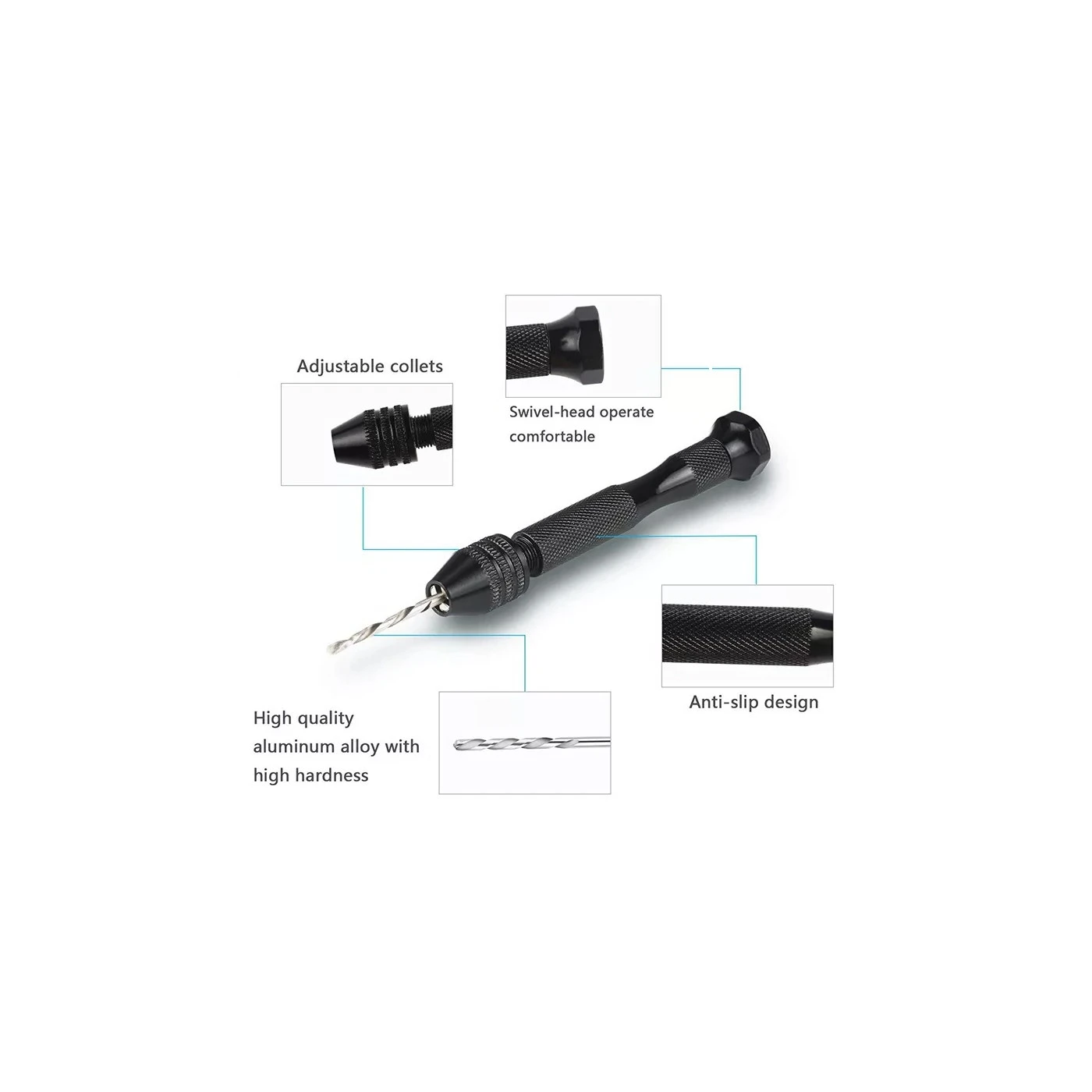 Solid Hand Drill With 10 Drill Bits (black, 0.8-3.0 Mm) 2 Solid Hand Drill With 10 Drill Bits (black, 0.8-3.0 Mm) - Image 2