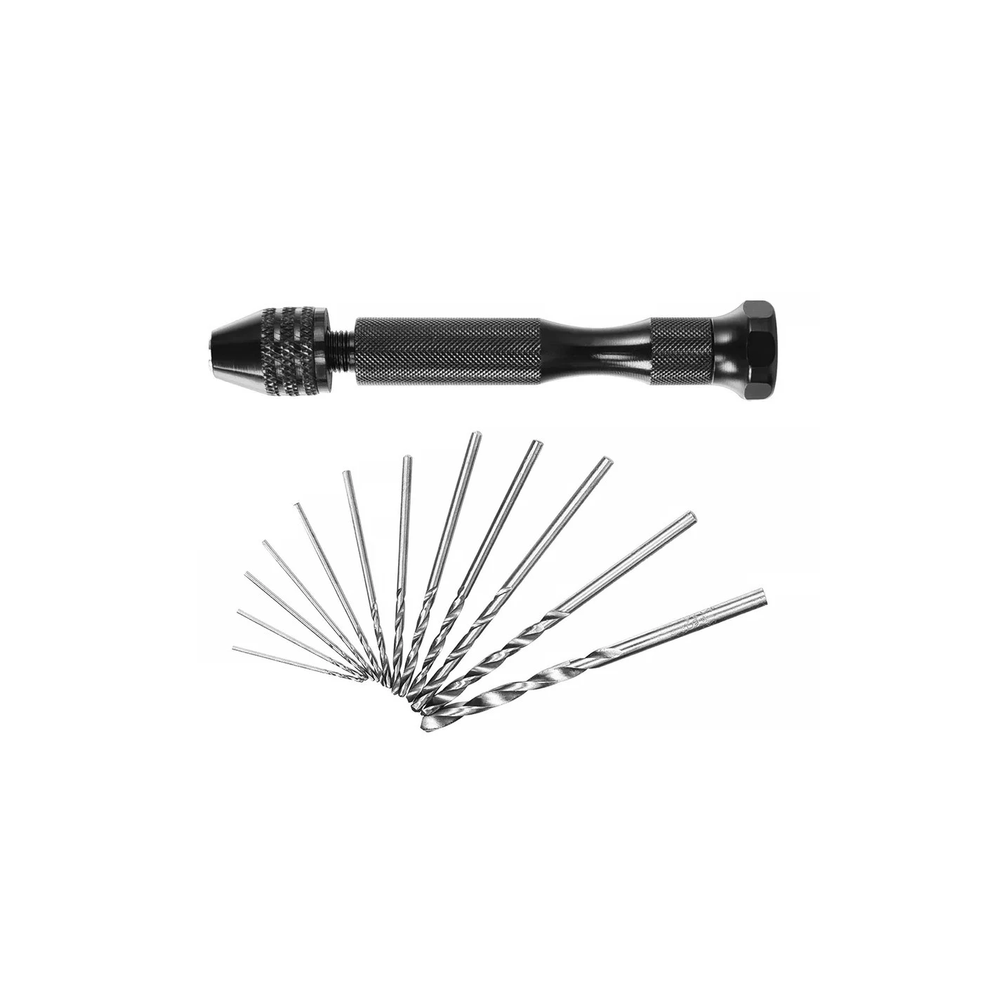 Solid Hand Drill With 10 Drill Bits (black, 0.8-3.0 Mm) 1 Solid Hand Drill With 10 Drill Bits (black, 0.8-3.0 Mm)